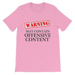 Warning May Contain Offensive Content T-shirt-Pink-S-Awkward T-Shirts