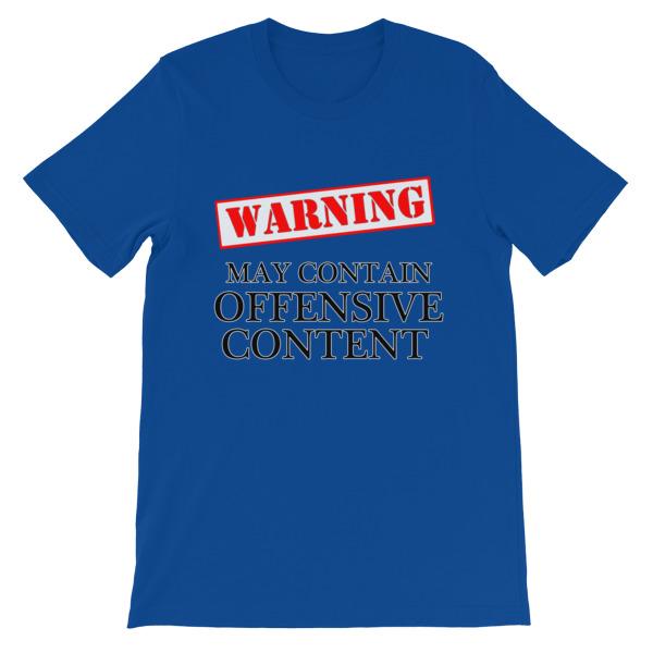 Warning May Contain Offensive Content T-shirt-True Royal-S-Awkward T-Shirts