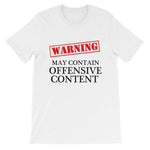 Warning May Contain Offensive Content T-shirt-White-S-Awkward T-Shirts