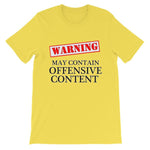 Warning May Contain Offensive Content T-shirt-Yellow-S-Awkward T-Shirts