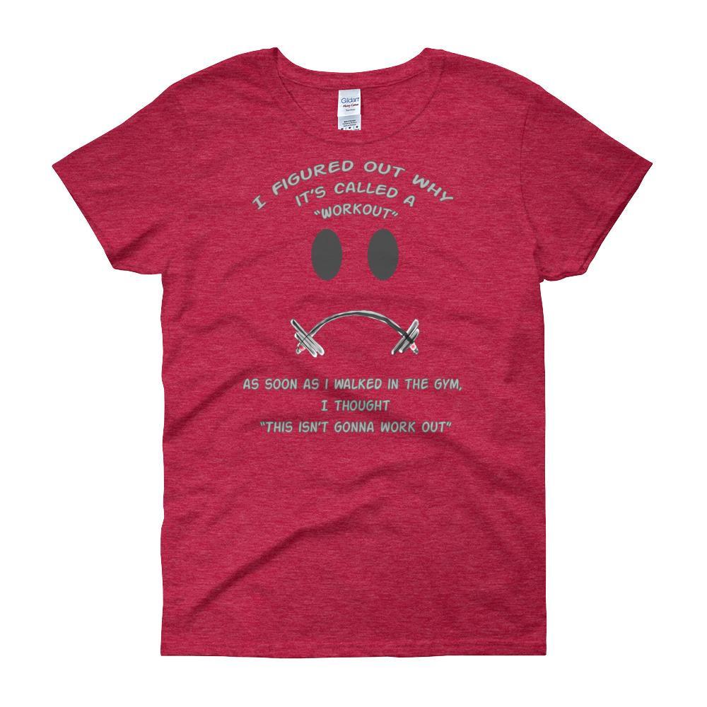 Workout - This Isn't Gonna Work Out Funny Gym Women's T-shirt-Antique Cherry Red-S-Awkward T-Shirts