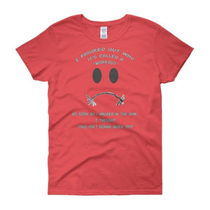 Workout - This Isn't Gonna Work Out Funny Gym Women's T-shirt-Coral Silk-S-Awkward T-Shirts