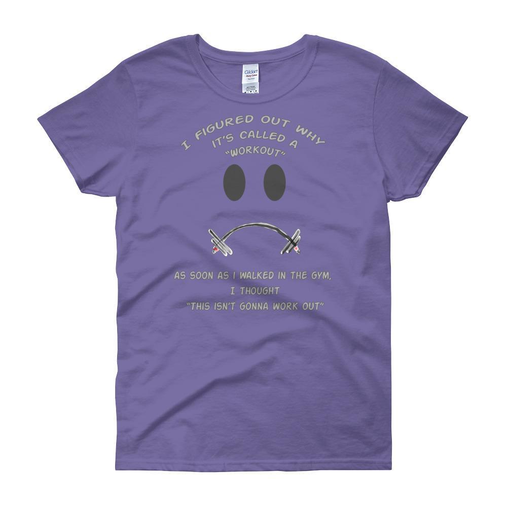 Workout - This Isn't Gonna Work Out Funny Gym Women's T-shirt-Violet-S-Awkward T-Shirts