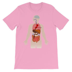 You Are Here Anatomy Medical T-shirt-Pink-S-Awkward T-Shirts